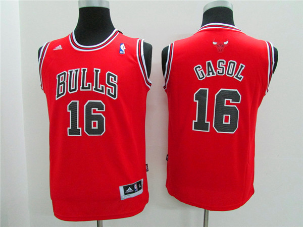 NBA Youth Chicago Bulls #16 Gasol red Game Nike Jerseys->->Youth Jersey